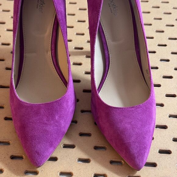 Botkier shoes Womens Sz 10 M high heels Leather suede Marci Raspberry Fizz Pump - Picture 13 of 14